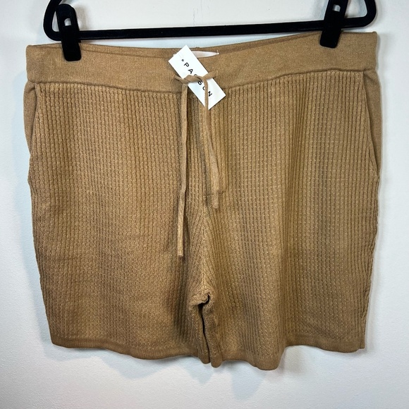 Pacsun Men's Textured Woven Knit Shorts Light Brown Pull On Pockets Beach NEW XL - Picture 1 of 12